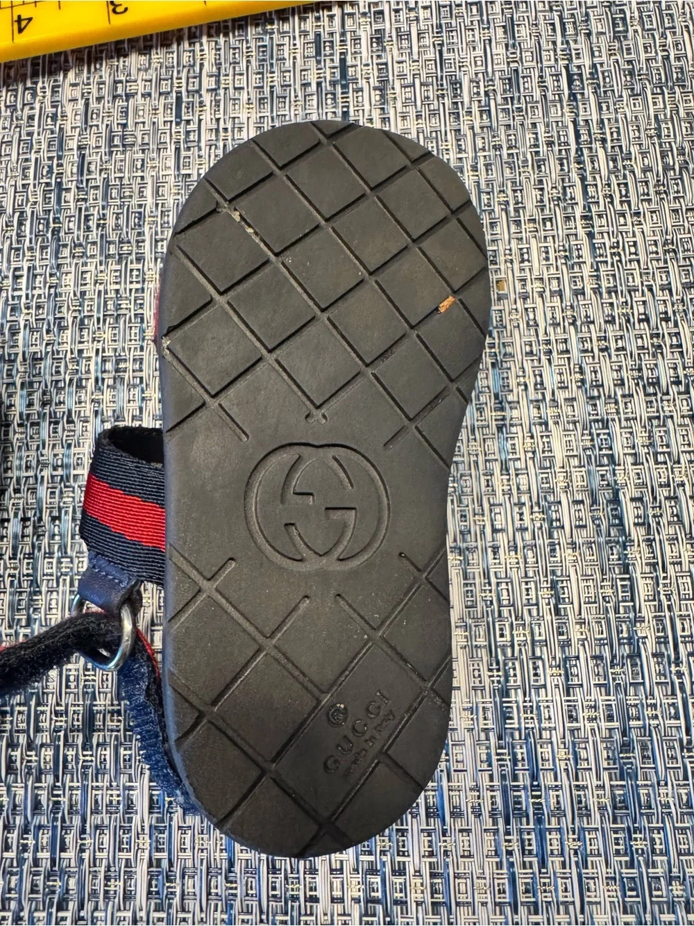 Gucci Navy and Red Webbing Kids Sandal